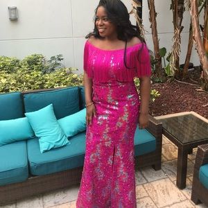 Pink Sequin and Lace Gown